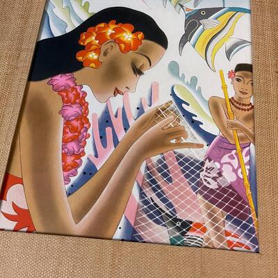 Hawaiian Woman Print in a Bamboo Frame 