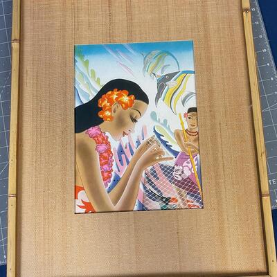 Hawaiian Woman Print in a Bamboo Frame 