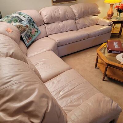 Pink leather sectional