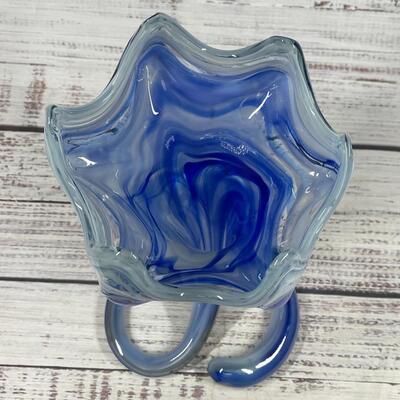Vintage Murano Trumpet Coil Light Blue Art Glass Vase