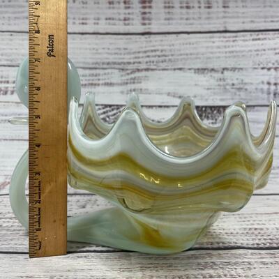 Modern Art Murano Style Glass Swan Hand Blown Bowl