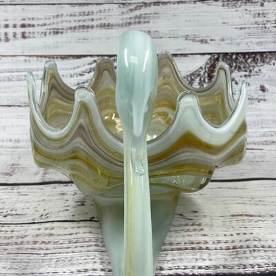 Modern Art Murano Style Glass Swan Hand Blown Bowl