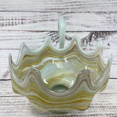 Modern Art Murano Style Glass Swan Hand Blown Bowl