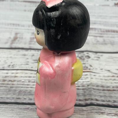 Japanese Little Girl Figurine Wearing a Light Pink Kimono