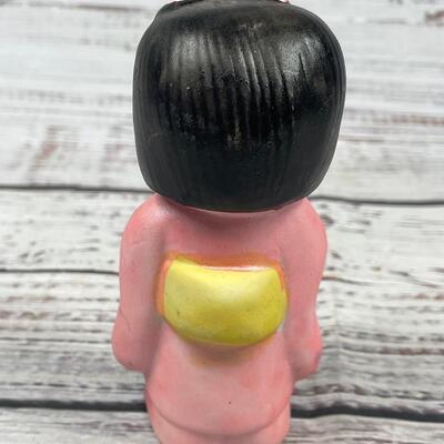 Japanese Little Girl Figurine Wearing a Light Pink Kimono