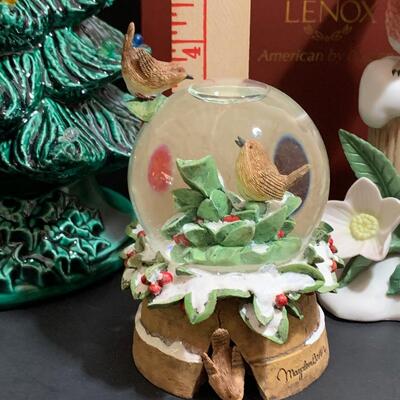 Lot 24: Vintage Ceramic Christmas Tree, Lenox, Hallmark Snow Globe