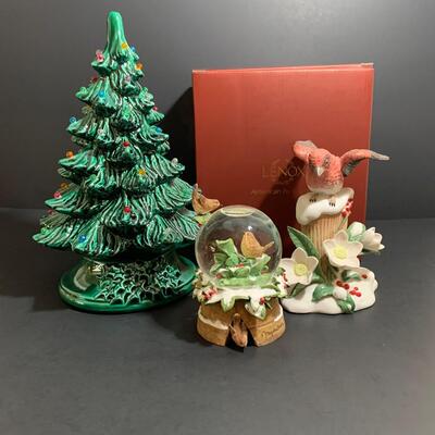 Lot 24: Vintage Ceramic Christmas Tree, Lenox, Hallmark Snow Globe