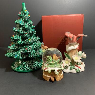Lot 24: Vintage Ceramic Christmas Tree, Lenox, Hallmark Snow Globe