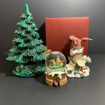 Lot 24: Vintage Ceramic Christmas Tree, Lenox, Hallmark Snow Globe