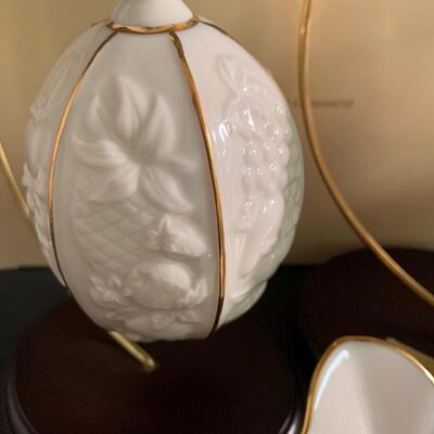 Lot 158: Vintage Lenox Ornaments, Candy Dish and Gold Trimmed Trinket Box