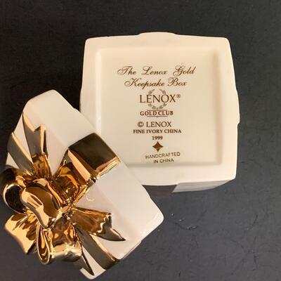 Lot 158: Vintage Lenox Ornaments, Candy Dish and Gold Trimmed Trinket Box