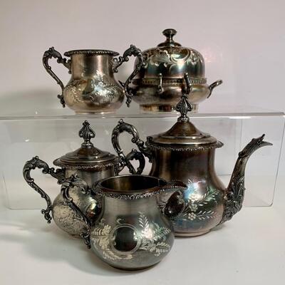 Lot 496: Vintage Ornate Forbes Silver Co. & Barbour Silver Co. Tea Set