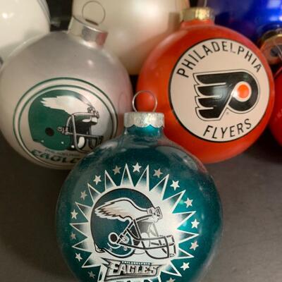 Lot 499: Sports Team Steins, Phillies Snowglobe  & Ornaments