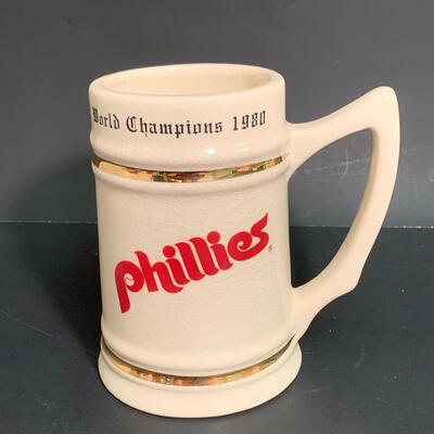 Lot 499: Sports Team Steins, Phillies Snowglobe  & Ornaments