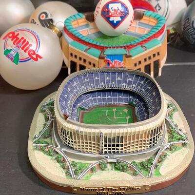 Lot 499: Sports Team Steins, Phillies Snowglobe  & Ornaments