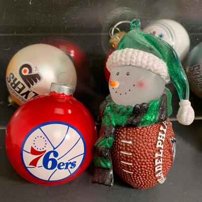 Lot 499: Sports Team Steins, Phillies Snowglobe  & Ornaments