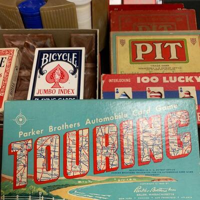 Lot 500: Vintage Card Games, Poker Chips, Parker Brother Game  & More