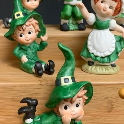 Lot 198: Vintage Irish Dancers, Leprechaun & Lefton Elves,