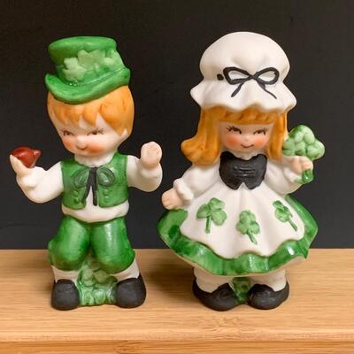 Lot 198: Vintage Irish Dancers, Leprechaun & Lefton Elves,