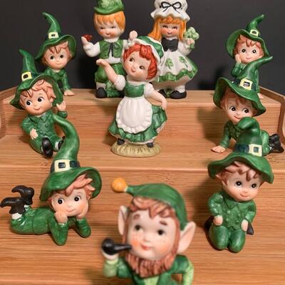 Lot 198: Vintage Irish Dancers, Leprechaun & Lefton Elves,