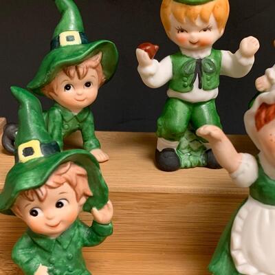 Lot 198: Vintage Irish Dancers, Leprechaun & Lefton Elves,