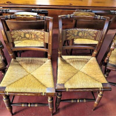 Vintage 6 L. Hitchcock Chairs 2 Arm & 4 Side Dining room signed Rush Seat