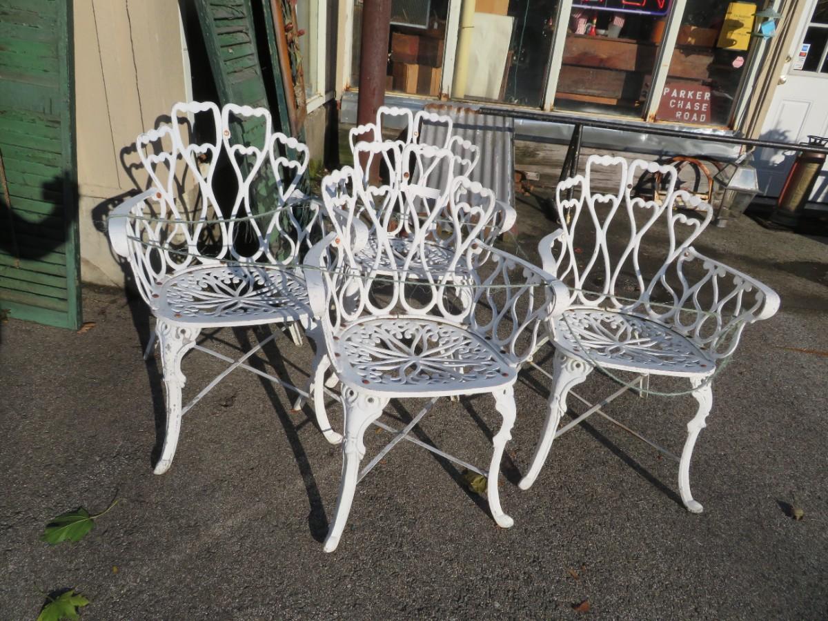 White Wrought Iron Patio Garden Chairs Set 4 Mexico