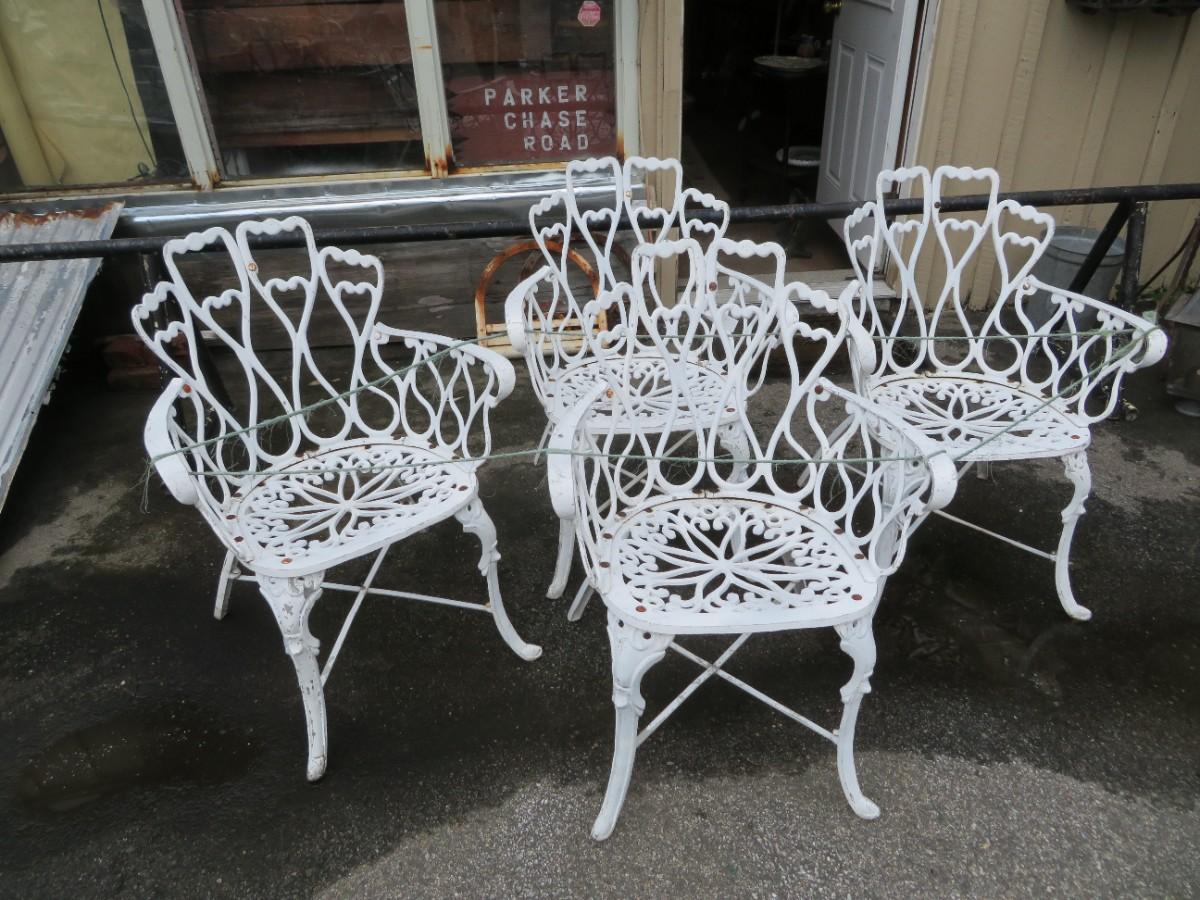 White Wrought Iron Patio Garden Chairs Set 4 Mexico