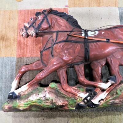 Vintage 1966 UNIVERSAL STATUARY Harness Horse Racing Wall Plaque # 382 signed by W. Marotta