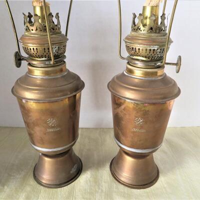 Antique NAKAMURA Oil Lamps ? Bronze Brass with Wicks LOT (2)