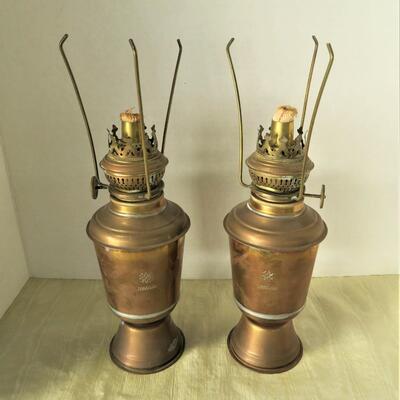 Antique NAKAMURA Oil Lamps ? Bronze Brass with Wicks LOT (2)
