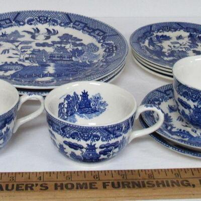 Vintage Japan Blue Willow Plates, Cups and Saucers