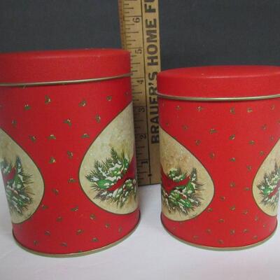 Nice Matching Christmas Cardinal Tins