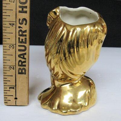 Vintage Gold Painted Ceramic Head Vase