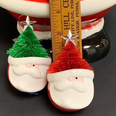 Lot 453 Dept 56 Santa Ornaments and Santa Cookies Jar