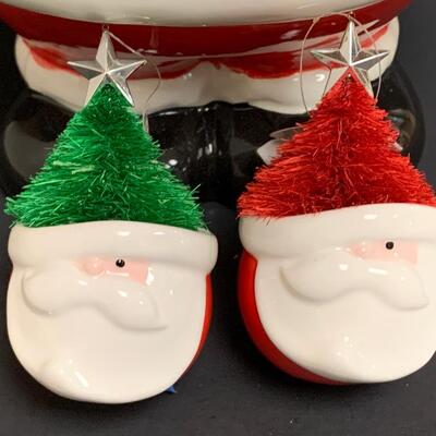 Lot 453 Dept 56 Santa Ornaments and Santa Cookies Jar