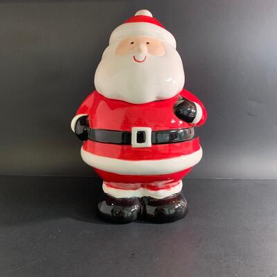 Lot 453 Dept 56 Santa Ornaments and Santa Cookies Jar