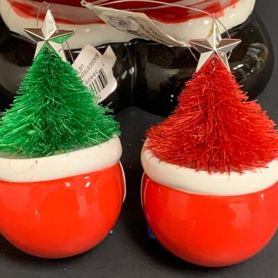 Lot 453 Dept 56 Santa Ornaments and Santa Cookies Jar