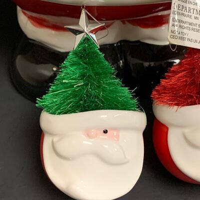 Lot 453 Dept 56 Santa Ornaments and Santa Cookies Jar