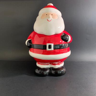 Lot 453 Dept 56 Santa Ornaments and Santa Cookies Jar