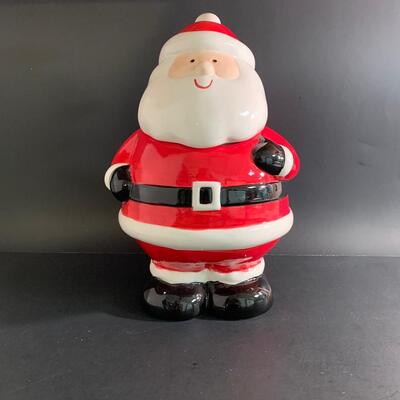 Lot 453 Dept 56 Santa Ornaments and Santa Cookies Jar