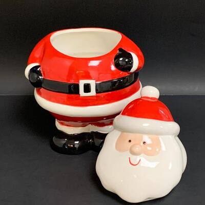 Lot 453 Dept 56 Santa Ornaments and Santa Cookies Jar