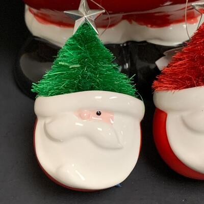 Lot 453 Dept 56 Santa Ornaments and Santa Cookies Jar