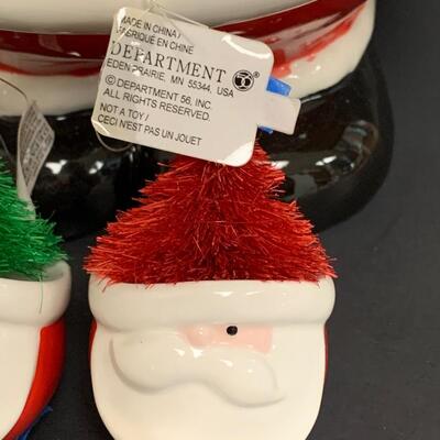 Lot 453 Dept 56 Santa Ornaments and Santa Cookies Jar