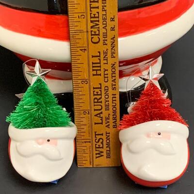 Lot 453 Dept 56 Santa Ornaments and Santa Cookies Jar