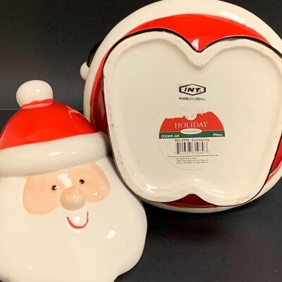Lot 453 Dept 56 Santa Ornaments and Santa Cookies Jar