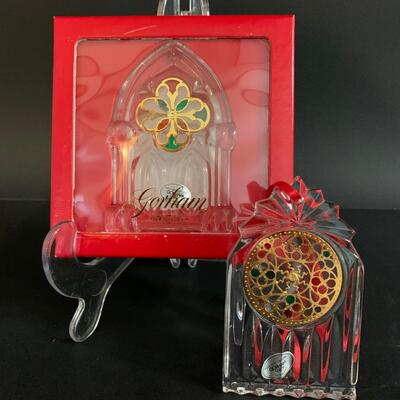 Lot 454: Vintage Gorham Crystal "Stained Glass Cathedral Window" Ornaments