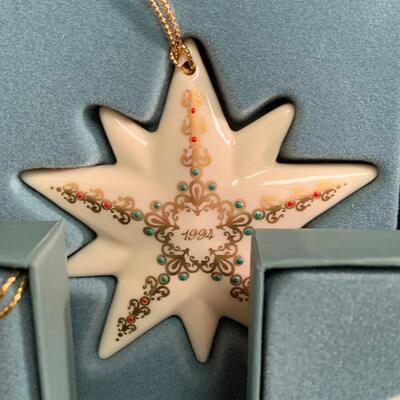 Lot 459 Vintage Lenox Ornaments: Quilt Squares, Star and Candle
