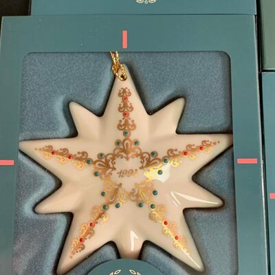 Lot 459 Vintage Lenox Ornaments: Quilt Squares, Star and Candle