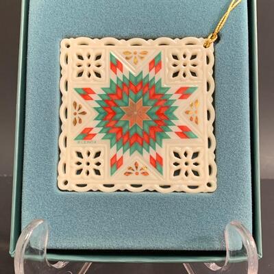Lot 459 Vintage Lenox Ornaments: Quilt Squares, Star and Candle